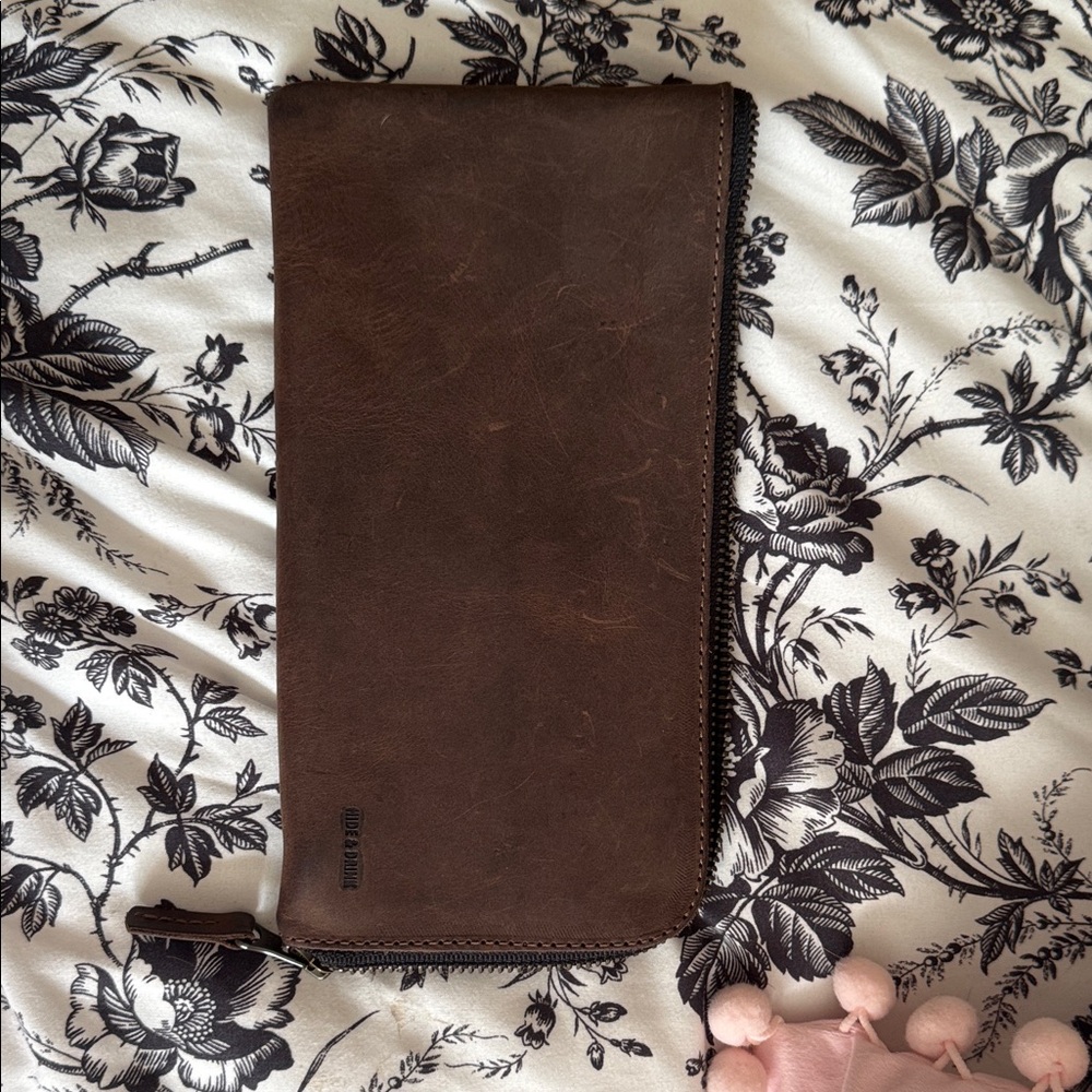 Brown Leather Zip Wallet